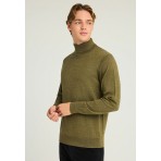 Funky Buddha Ανδρικό Πλεκτό Με Ψηλό Λαιμό (FBM012-005-09-HUNTER-GREEN-MEL)