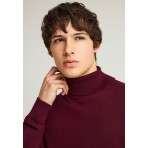 Funky Buddha Ανδρική Πλεκτή Μακρυμάνικη Μπλούζα Ζιβάγκο Μπορντό