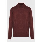 Funky Buddha Ανδρική Πλεκτή Μακρυμάνικη Μπλούζα Ζιβάγκο Μπορντό