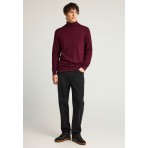 Funky Buddha Ανδρική Πλεκτή Μακρυμάνικη Μπλούζα Ζιβάγκο Μπορντό