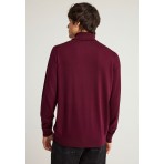 Funky Buddha Ανδρική Πλεκτή Μακρυμάνικη Μπλούζα Ζιβάγκο Μπορντό