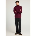 Funky Buddha Ανδρική Πλεκτή Μακρυμάνικη Μπλούζα Ζιβάγκο Μπορντό