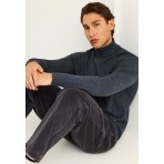 Funky Buddha Ανδρικό Πλεκτό Με Ψηλό Λαιμό (FBM012-005-09-NAVY-MEL)