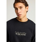 Funky Buddha Ανδρικό Μακρυμάνικο Φούτερ με Λαιμόκοψη Μαύρο