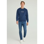 Funky Buddha Ανδρικό Μακρυμάνικο Φούτερ με Λαιμόκοψη Μπλε Σκούρο