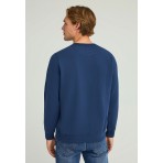 Funky Buddha Ανδρικό Μακρυμάνικο Φούτερ με Λαιμόκοψη Μπλε Σκούρο