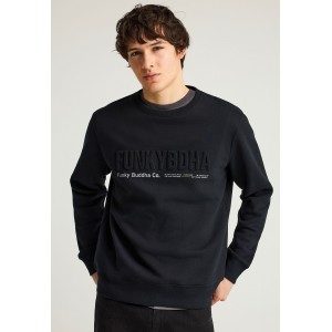 Funky Buddha Printed Logo Μπλούζα Με Λαιμόκοψη Ανδρική (FBM012-008-06-BLACK)