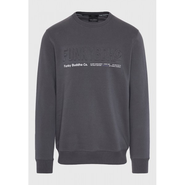 Funky Buddha Ανδρικό Φούτερ Με Λαιμόκοψη (FBM012-008-06-DK-GREY)