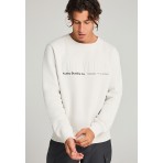 Funky Buddha Ανδρικό Φούτερ με Λαιμόκοψη Γκρι Ανοιχτό