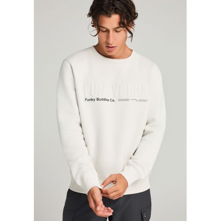 Funky Buddha Ανδρικό Φούτερ με Λαιμόκοψη Γκρι Ανοιχτό