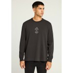 Funky Buddha Ανδρική Μακρυμάνικη Μπλούζα με Λαιμόκοψη Ανθρακί