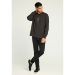 Funky Buddha Ανδρική Μακρυμάνικη Μπλούζα με Λαιμόκοψη Ανθρακί