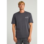 Funky Buddha Ανδρικό Κοντομάνικο T-Shirt Γκρι Σκούρο