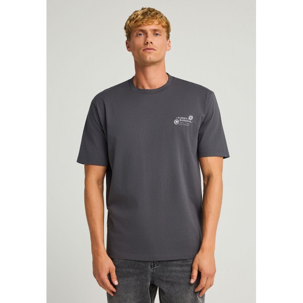 Funky Buddha Ανδρική Μπλούζα Με Κοντό Μανίκι Και Τύπωμα (FBM012-009-04-DK-GREY)