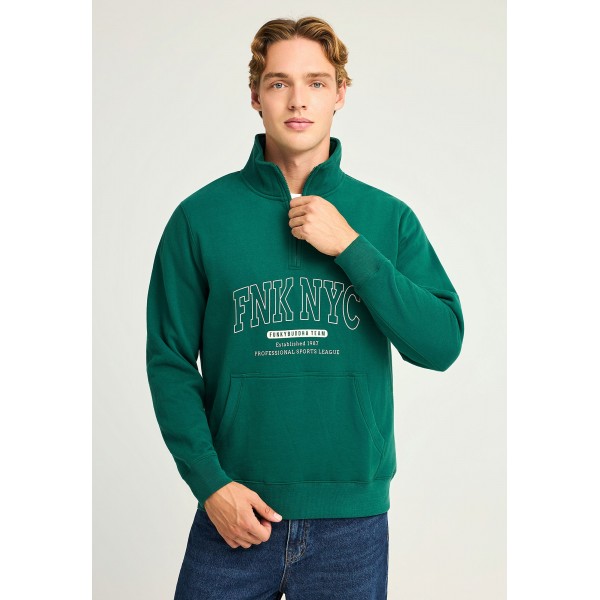 Funky Buddha Ανδρικό Φούτερ Με Φερμουάρ (FBM012-010-06-DEEP-EMERALD)