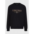 Funky Buddha Ανδρική Μακρυμάνικη Μπλούζα με Λαιμόκοψη Μαύρη