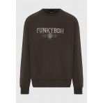 Funky Buddha Ανδρική Μακρυμάνικη Μπλούζα με Λαιμόκοψη Χακί