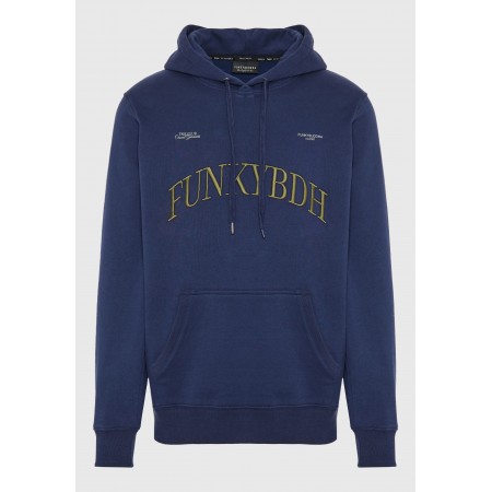 Funky Buddha Ανδρικό Φούτερ με Κουκούλα Μπλε Σκούρο