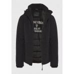 Funky Buddha Ανδρικό Μπουφάν με Κουκούλα Μαύρο