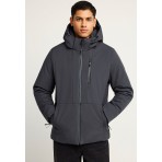 Funky Buddha Ανδρικό Μπουφάν με Κουκούλα Γκρι Σκούρο