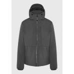 Funky Buddha Ανδρικό Μπουφάν με Κουκούλα Γκρι Σκούρο