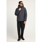 Funky Buddha Ανδρικό Μπουφάν με Κουκούλα Γκρι Σκούρο