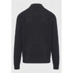 Funky Buddha Ανδρική Πλεκτή Ζακέτα Ανθρακί