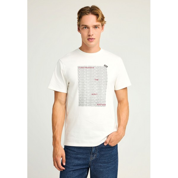 Funky Buddha Print T-Shirt Ανδρικό (FBM012-016-04-OFF-WHITE)