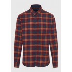 Funky Buddha Checkered Πουκάμισο Μακρυμάνικο Ανδρικό (FBM012-016-05-EARTH-RED)