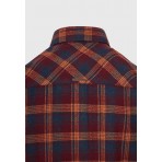 Funky Buddha Checkered Πουκάμισο Μακρυμάνικο Ανδρικό (FBM012-016-05-EARTH-RED)
