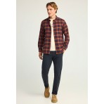Funky Buddha Checkered Πουκάμισο Μακρυμάνικο Ανδρικό (FBM012-016-05-EARTH-RED)