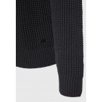 Funky Buddha Ανδρική Μακρυμάνικη Πλεκτή Μπλούζα Ανθρακί