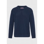 Funky Buddha Ανδρική Μακρυμάνικη Πλεκτή Μπλούζα Μπλε Σκούρο