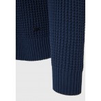 Funky Buddha Ανδρική Μακρυμάνικη Πλεκτή Μπλούζα Μπλε Σκούρο