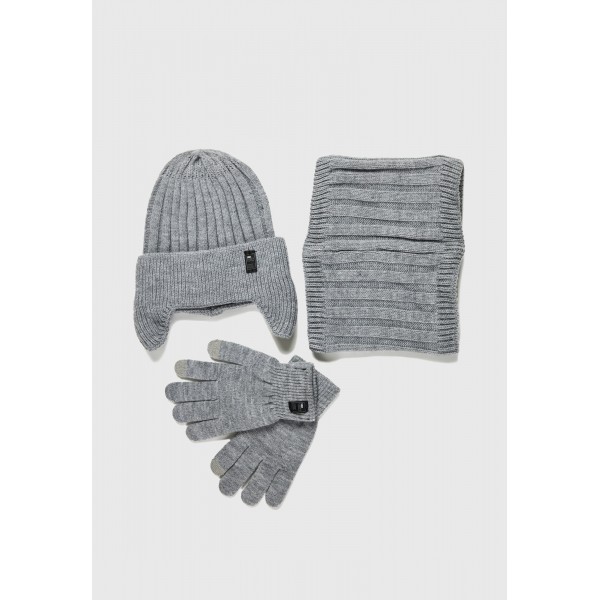 Funky Buddha Σετ Κασκόλ Γάντια Σκούφος (FBM012-016-10-GREY)