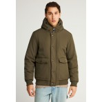 Funky Buddha Ανδρικό Bomber Μπουφάν με Κουκούλα Χακί