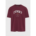 Funky Buddha Ανδρικό Κοντομάνικο T-Shirt Μπορντό