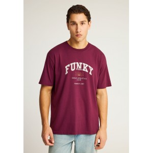Funky Buddha Ανδρική Μπλούζα Με Κοντό Μανίκι Και Τύπωμα (FBM012-022-04-MERLOT)