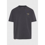 Funky Buddha Text Print On The Back T-Shirt Ανδρικό (FBM012-023-04-ANTHRACITE)