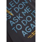 Funky Buddha Text Print On The Back T-Shirt Ανδρικό (FBM012-023-04-ANTHRACITE)