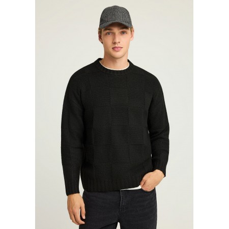 Funky Buddha Ανδρική Μακρυμάνικη Πλεκτή Μπλούζα Με Λαιμόκοψη Μαύρη