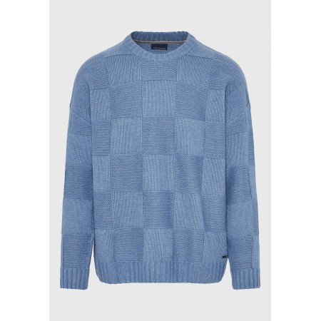 Funky Buddha Ανδρική Μακρυμάνικη Πλεκτή Μπλούζα Με Λαιμόκοψη Γαλάζια