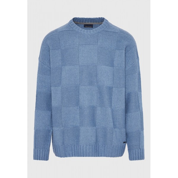 Funky Buddha Ανδρικό Πλεκτό Με Λαιμόκοψη (FBM012-024-09-STONE-BLUE-MEL)
