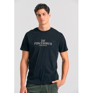 Funky Buddha Text Logo Chest Print T-Shirt Ανδρικό (FBM012-030-04-BLACK)