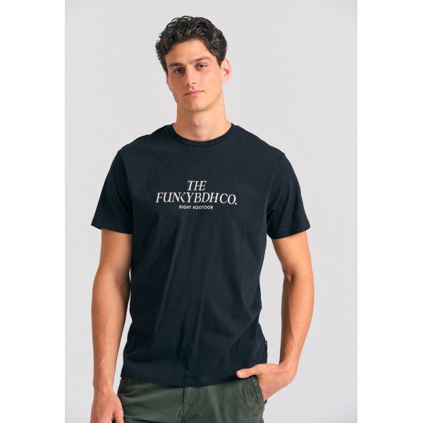 Funky Buddha Text Logo Chest Print T-Shirt Ανδρικό (FBM012-030-04-BLACK)
