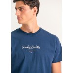 Funky Buddha Ανδρική Μπλούζα Με Κοντό Μανίκι Και Τύπωμα (FBM012-031-04-NAVY)