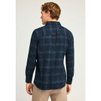 Funky Buddha Ανδρικό Πουκάμισο Casual (FBM012-031-05-NAVY)