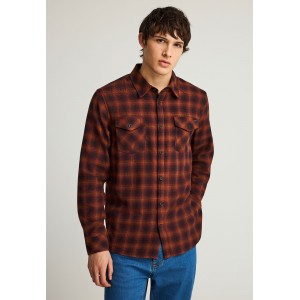 Funky Buddha Καρό Πουκάμισο Μακρυμάνικο Ανδρικό (FBM012-032-05-CHESTNUT)