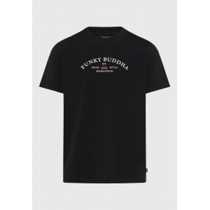 Funky Buddha Ανδρική Μπλούζα Με Κοντό Μανίκι Και Τύπωμα (FBM012-033-04-BLACK)
