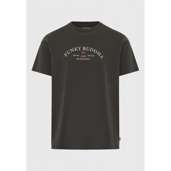 Funky Buddha Text Logo Chest Print T-Shirt Ανδρικό (FBM012-033-04-FOREST-NIGHT)